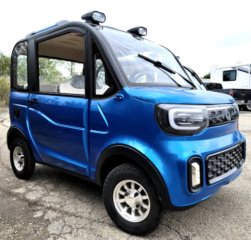 LE Doorless Coco Coupe Electric Golf Car Small LSV Low Speed Vehicle Golf Cart 4 Seater 60v Scooter Car - BEACH EDITION - BLUE