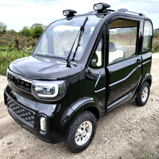 LE Coco Coupe Blackout Electric Golf Car Small LSV Low Speed Vehicle Golf Cart 4 Seater 60v Scooter Car - Black on Black