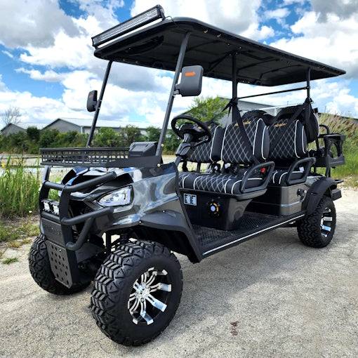 GSI - 6 Seater Limo Renegade Electric Golf Cart Family Fun 72v 4000 Watt High Power Golf Cart - RED