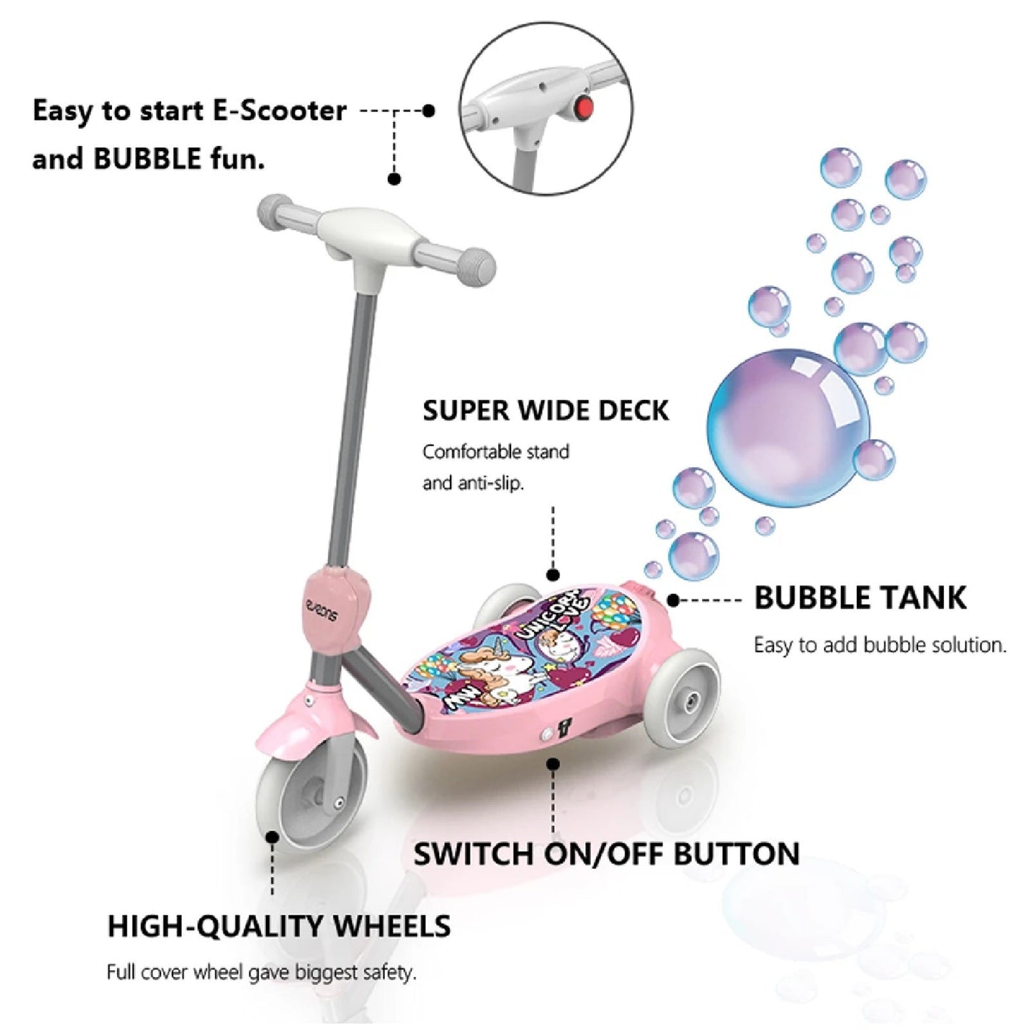 Eveons G Bubbles Electric Scooter for Kids Age 3+