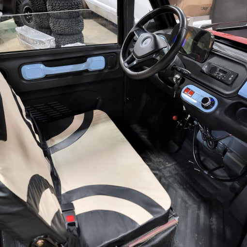 LE Coco Coupe Red Electric Golf Car Small LSV Low Speed Vehicle Golf Cart 4 Seater 60v Scooter Car - RED W/ CHROME RIMS