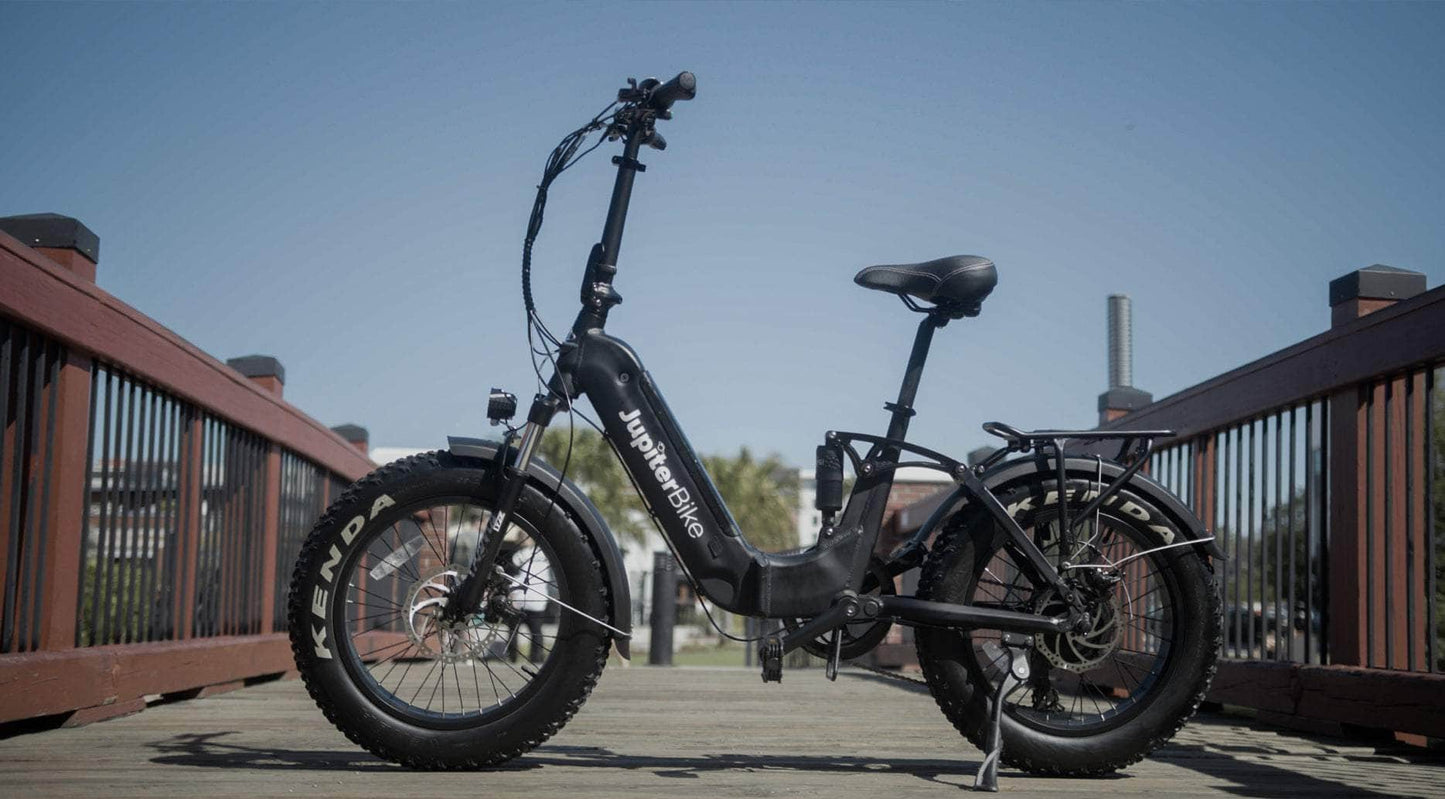 Jupiter Defiant ST Black Fat Tire Folding Electric Bike 750W, 48V, 13.2Ah, hydraulic brakes, full suspension, max speed 28mph - Financing Available