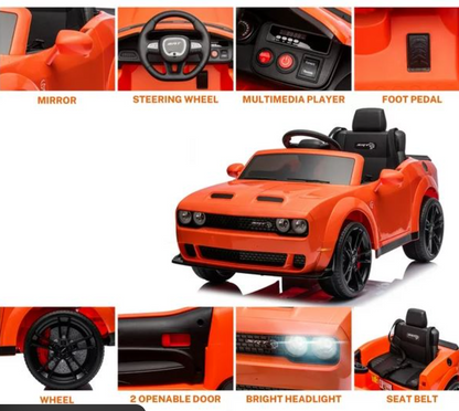 Dodge Challenger SRT Ride On Car 12V/2M,Orange