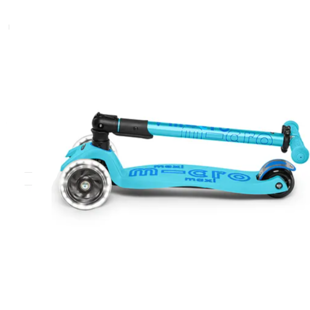 Micro Maxi Deluxe Foldable Scooter with LED Wheels - Bright Blue