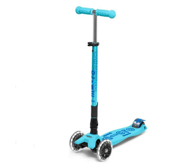 Micro Maxi Deluxe Foldable Scooter with LED Wheels - Bright Blue