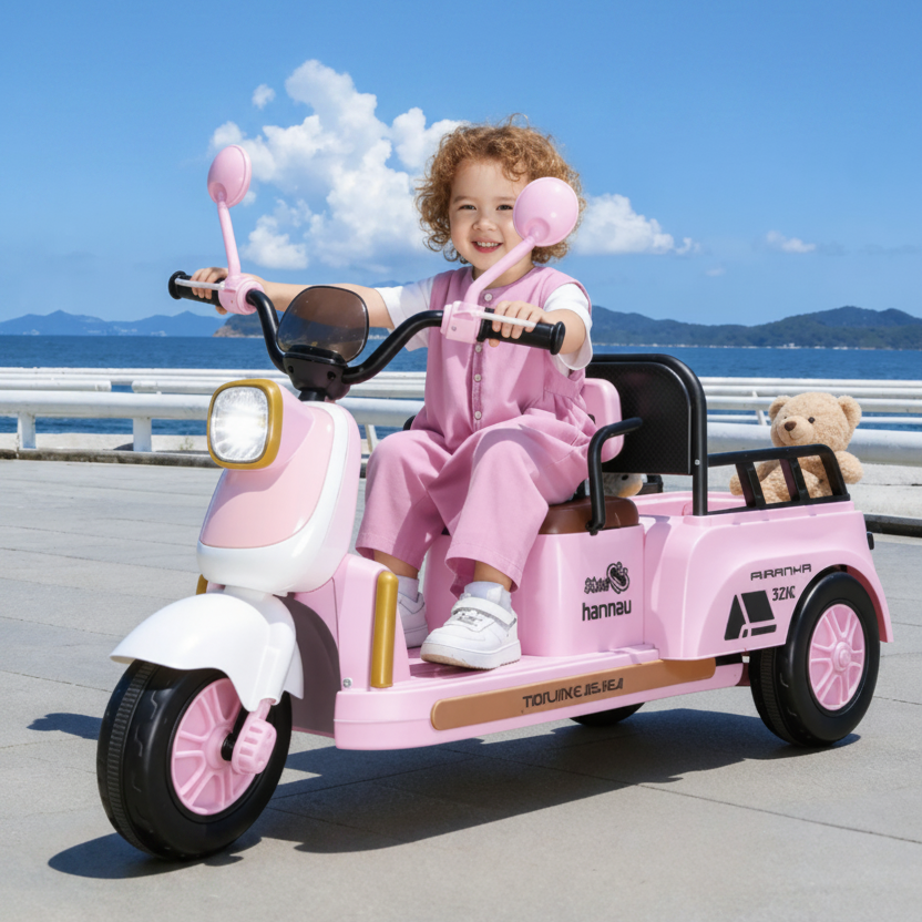 Kids Electric Tri-Wheel Scooter With Rear Toy Carrier Age 2-5 Years