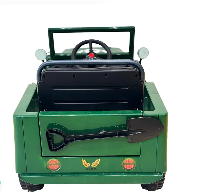 Kids Military Style Electric Jeep 4x4 Ride-On – 12V with Shovel