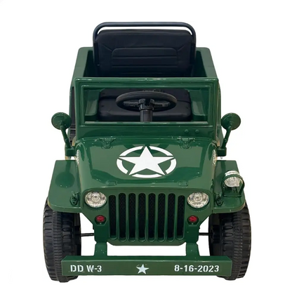 Kids Military Style Electric Jeep 4x4 Ride-On – 12V with Shovel