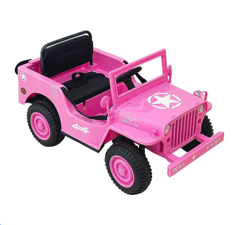 Kids Military Style Electric Jeep 4x4 Ride-On – 12V with Shovel