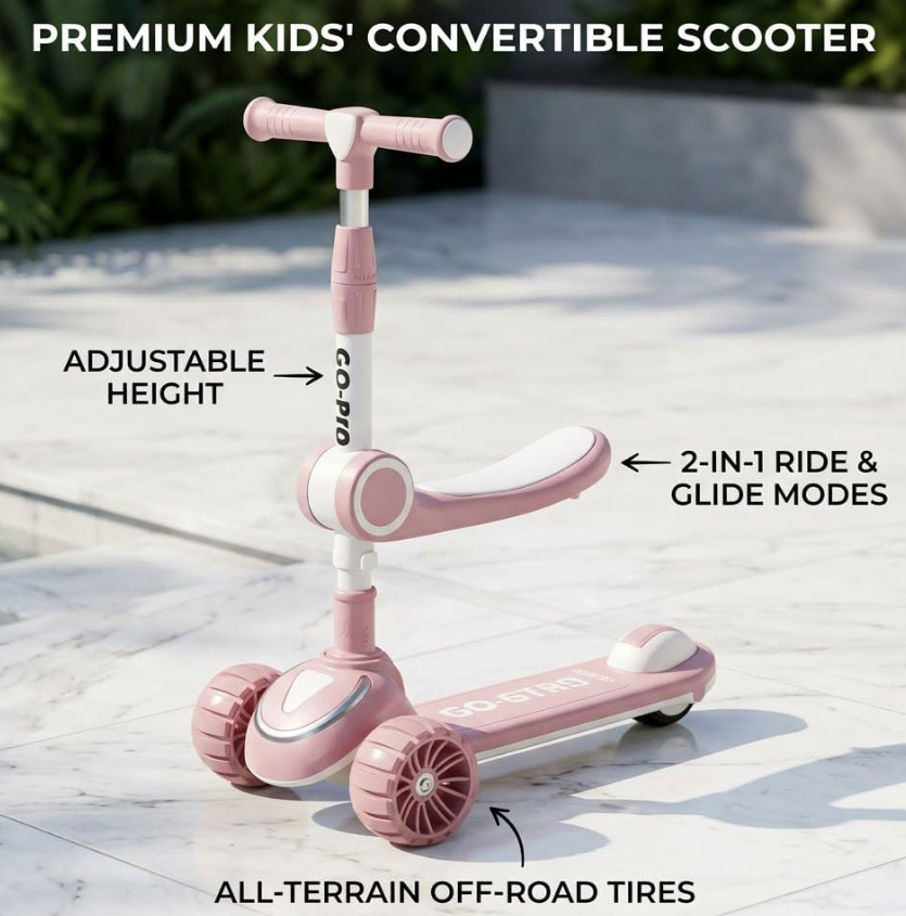 Kids’ Adventure Manual Scooter 2-in-1 Age 2-12 Years