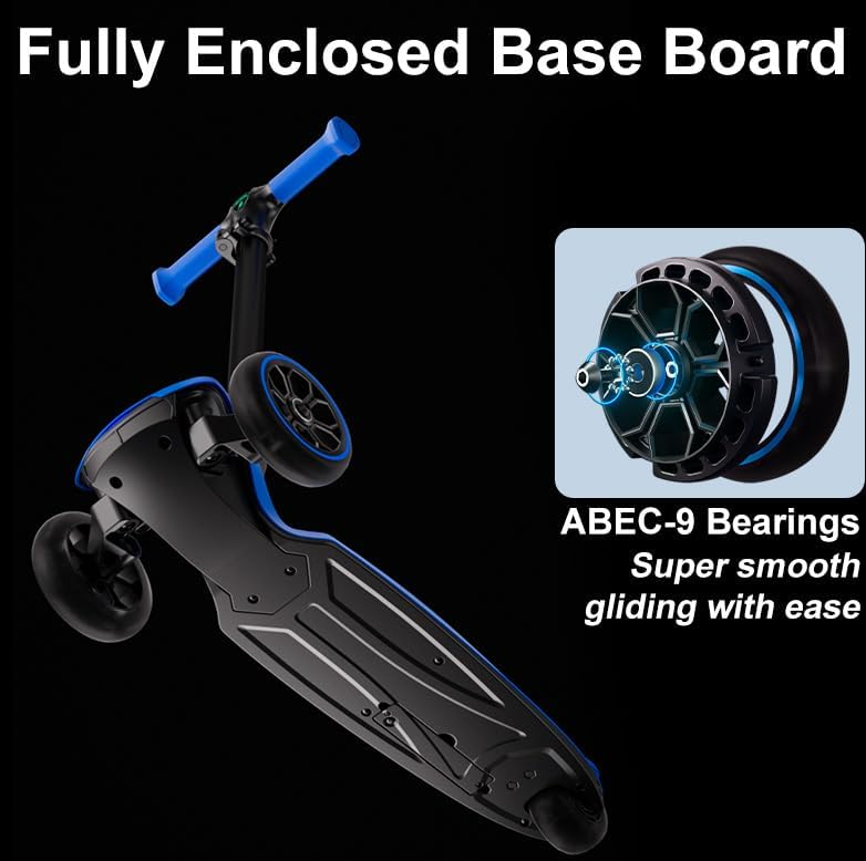 Lamborghini Kids Scooter for Ages 3-7, 3 Wheel Scooter with Light Up Wheels and LED Tray, Adjustable Height