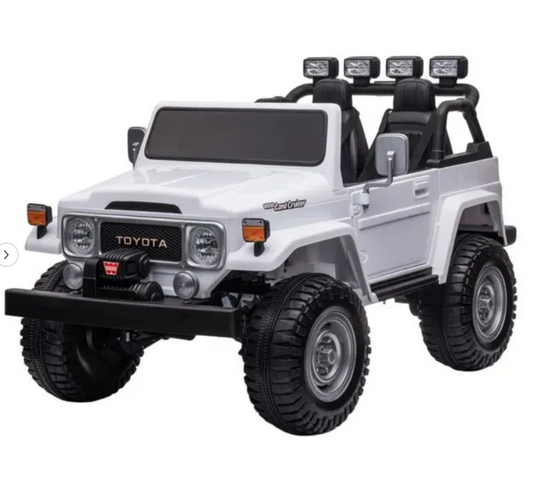 Toyota Land Cruiser 24V Kids Ride-On Car – White, 2-Seater Kids Age 2-5Years