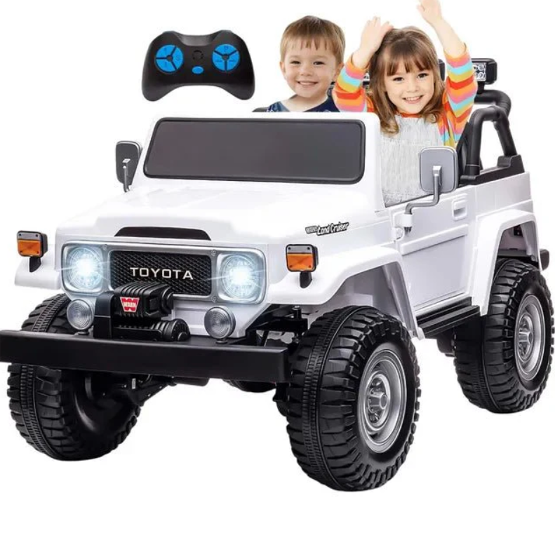 Toyota Land Cruiser 24V Kids Ride-On Car – White, 2-Seater Kids Age 2-5Years