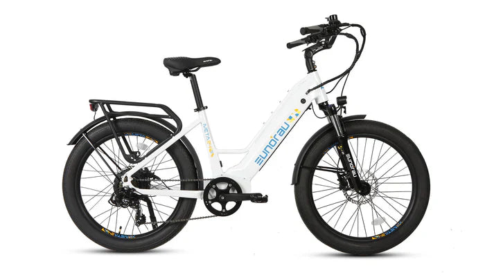 Eunorau META26 1.0 Fat Tire Step-Thru Electric Bike 48V/500W hub motor, range up to 100 miles with optional second battery - 100% Financing Available!