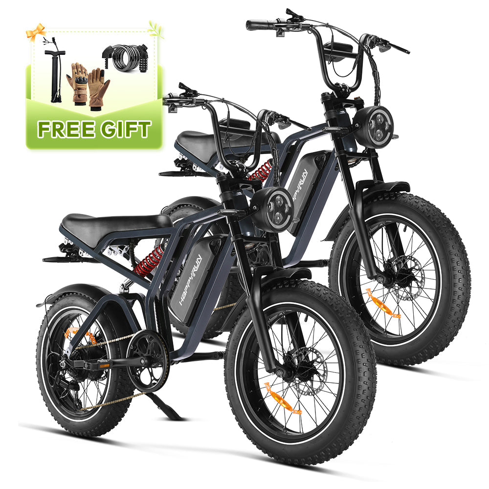 HappyRun | G60 Pro Moped-Style Electric Bike 1000W Fat Tire Off-Road