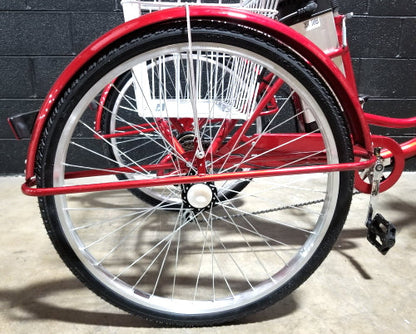 26" Electric Powered Adult Tricycle Motorized 3 Wheel Mobility Trike Scooter Bicycle - Critter SLC - RED