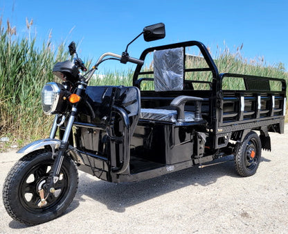 Electric Powered Cargo Truck 1000 Watt Motorized Utility Offroad Vehicle 3 Wheel Trike Bicycle Scooter - Black