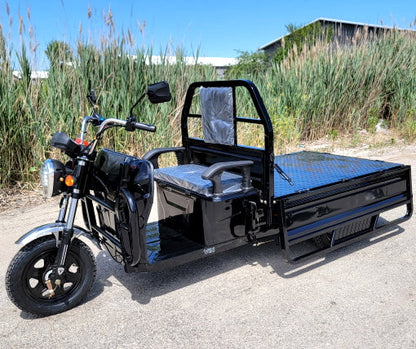 Electric Powered Cargo Truck 1000 Watt Motorized Utility Offroad Vehicle 3 Wheel Trike Bicycle Scooter - Black