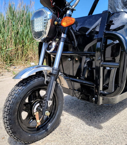 Electric Powered Cargo Truck 1000 Watt Motorized Utility Offroad Vehicle 3 Wheel Trike Bicycle Scooter - Black