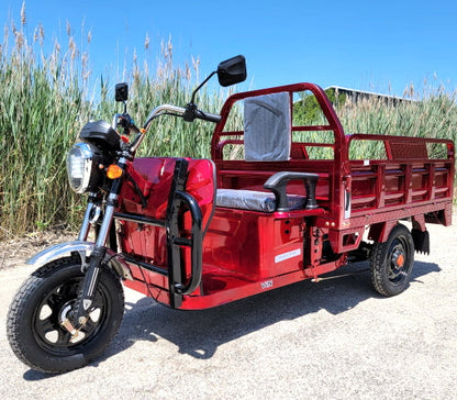 Electric Powered Cargo Truck 1000 Watt Motorized Scooter Moped Truck 3 Wheel Trike Bicycle Scooter - RED