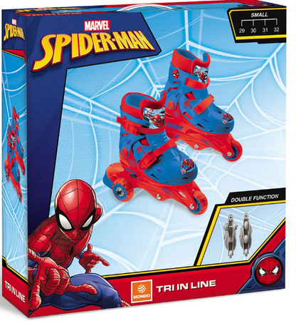Mondo Spiderman Adjustable Tri Inline Skates for Kids, 3 Years+