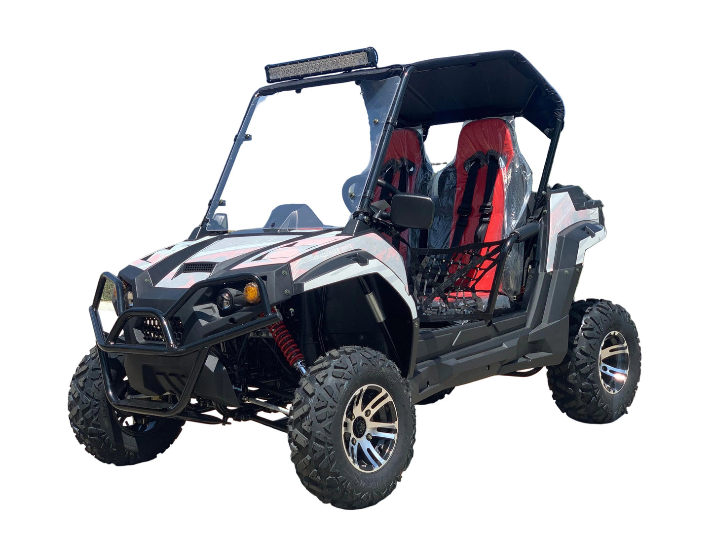 TrailMaster Challenger 200X UTV / Go kart Youth and Adult  adjustable Steering Wheel and Seat, Wind Shield, Light Bar