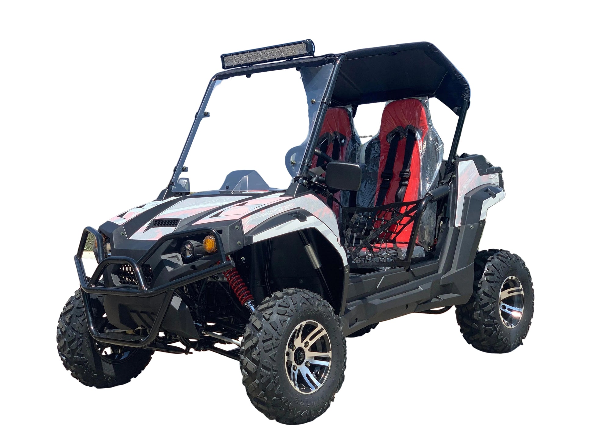 TrailMaster Challenger 200X UTV / Go kart Youth and Adult  adjustable Steering Wheel and Seat, Wind Shield, Light Bar