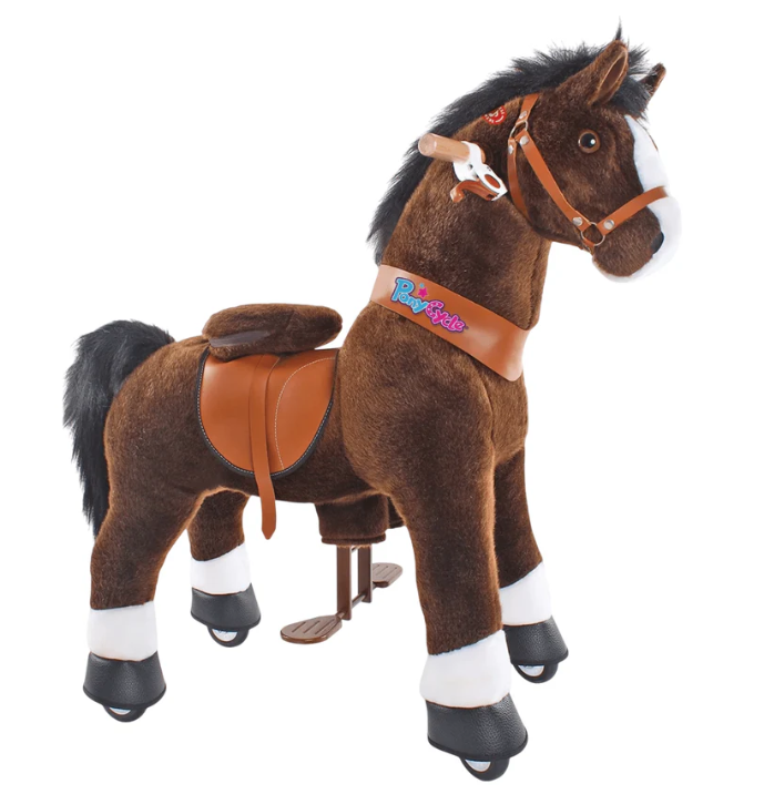 PonyCycle Ride-On Horse Toy for Boys  Girls (Age 4–8) – Chocolate Brown