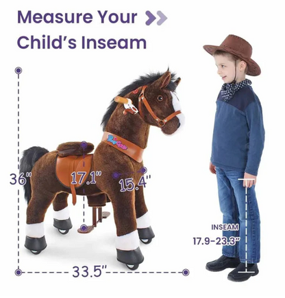 PonyCycle Ride-On Horse Toy for Boys  Girls (Age 4–8) – Chocolate Brown