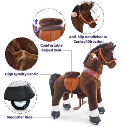 PonyCycle Ride-On Horse Toy for Boys  Girls (Age 4–8) – Chocolate Brown