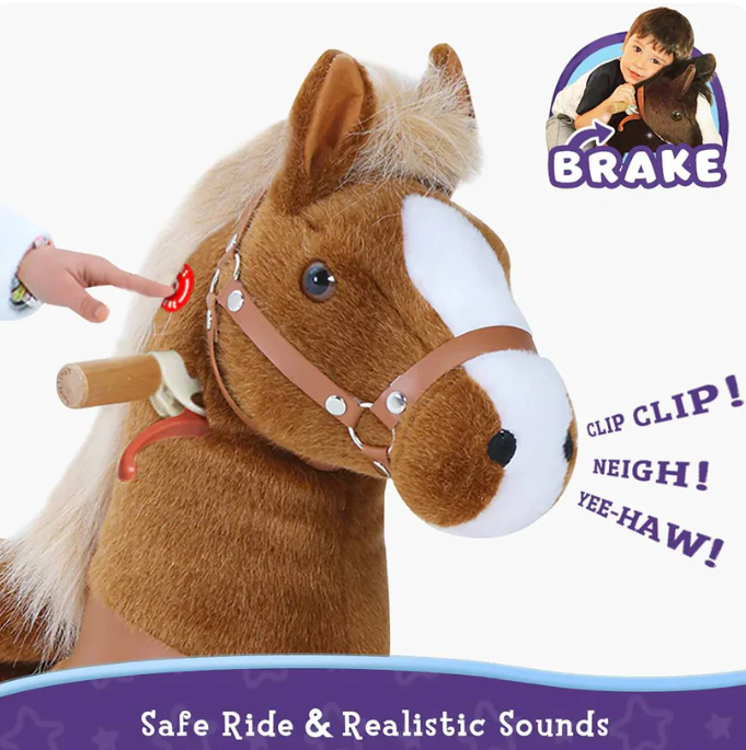 PonyCycle Ride-On Horse Toy for Boys & Girls (Age 3–5) – Brown