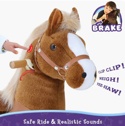 PonyCycle Ride-On Horse Toy for Boys & Girls (Age 3–5) – Brown