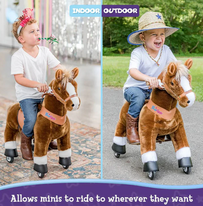 PonyCycle Ride-On Horse Toy for Boys & Girls (Age 3–5) – Brown
