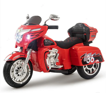 Harley-Style Tri Glide Kids Ride-On Motorcycle with 3 Wheels and Hand Throttle Age 3-6