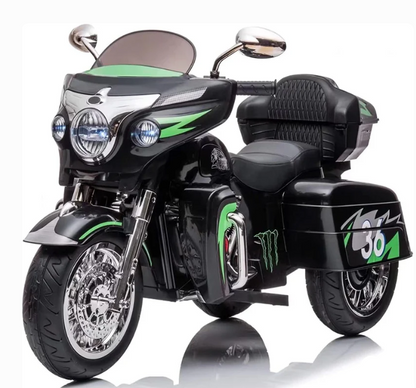 Harley-Style Tri Glide Kids Ride-On Motorcycle with 3 Wheels and Hand Throttle Age 3-6