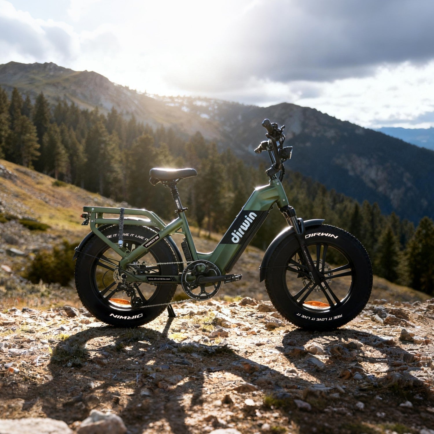Dirwin Pioneer 2 Hunting Fat Tire Electric Bike - 30Ah, 750W (Peak 1000W), up to 120 miles range, hydraulic brakes, upto 28 MPH - 100% Financing Available!