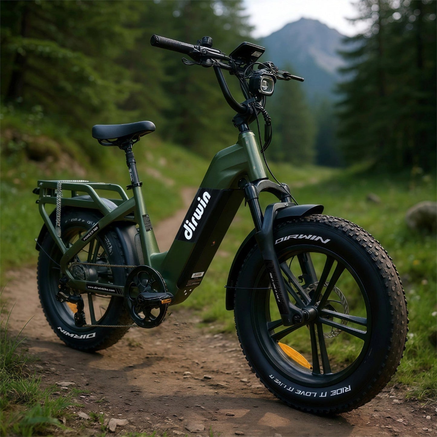 Dirwin Pioneer 2 Hunting Fat Tire Electric Bike - 30Ah, 750W (Peak 1000W), up to 120 miles range, hydraulic brakes, upto 28 MPH - 100% Financing Available!
