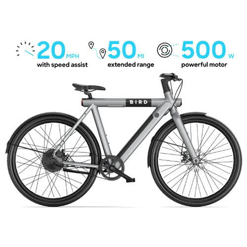 Bird - A-Frame eBike, 500Watt Motor Electric Bike, 50mi Max Range, Embedded Dash Display, Removable Battery, and App Compatible