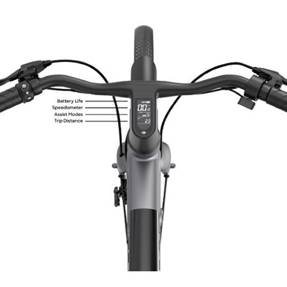 Bird - A-Frame eBike, 500Watt Motor Electric Bike, 50mi Max Range, Embedded Dash Display, Removable Battery, and App Compatible Moped With Pedals 182 - Grey