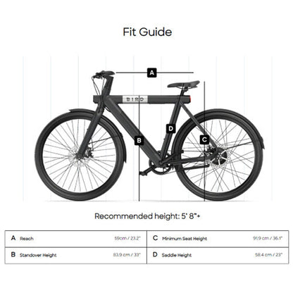 Bird - A-Frame eBike, 500Watt Motor Electric Bike, 50mi Max Range, Embedded Dash Display, Removable Battery, and App Compatible Moped With Pedals 182 - Grey
