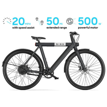 Bird - A-Frame eBike, 500Watt Motor Electric Bike, 50mi Max Range, Embedded Dash Display, Removable Battery, and App Compatible