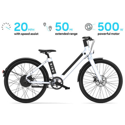 Bird - V-Frame eBike, 500Watt Motor Electric Bike, 50mi Max Range, Embedded Dash Display, Removable Battery, and App Compatible