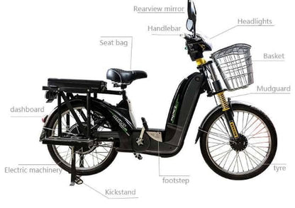 Chopstick 48 Volt 500W Electric Bicycle Scooter Moped Bike With Pedals - BLW CHOPSTICK - 182 - Red