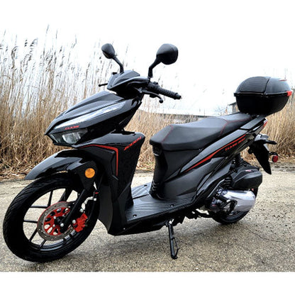 200cc 4 Stroke EFI Gas Moped Scooter W/ LED Lights - CLASH 200 BLACK Without Pedals 182