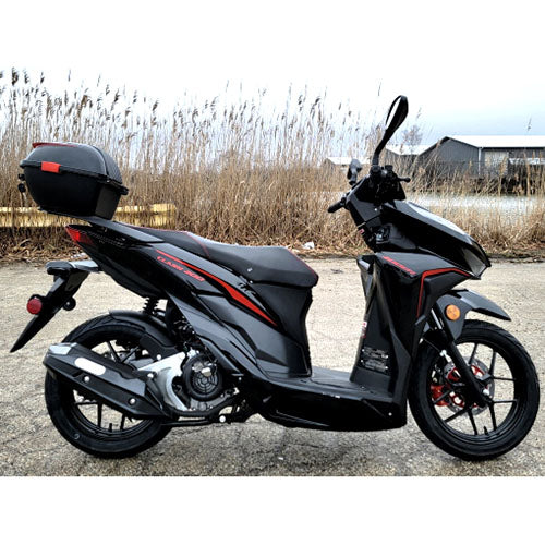 200cc 4 Stroke EFI Gas Moped Scooter W/ LED Lights - CLASH 200 BLACK Without Pedals 182