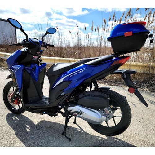 200cc 4 Stroke EFI Gas Moped Scooter W/ LED Lights - CLASH 200 BLUE Without Pedals 182