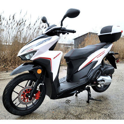 200cc 4 Stroke EFI Gas Moped Scooter W/ LED Lights - CLASH 200 WHITE Without Pedals 182