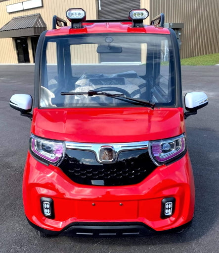 Four Passenger Red Electric Golf Car Small LSV Low Speed Vehicle Golf Cart 4 Seater 60v Coco Coupe Scooter Car With AC & Heat