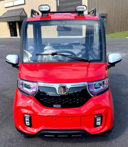 Four Passenger Red Electric Golf Car Small LSV Low Speed Vehicle Golf Cart 4 Seater 60v Coco Coupe Scooter Car With AC & Heat