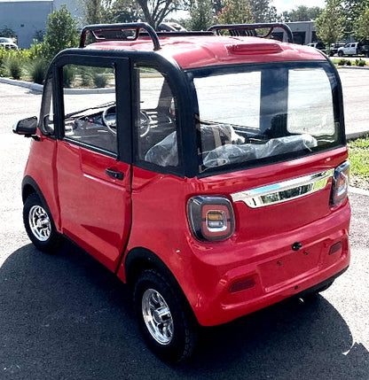 Four Passenger Red Electric Golf Car Small LSV Low Speed Vehicle Golf Cart 4 Seater 60v Coco Coupe Scooter Car With AC & Heat